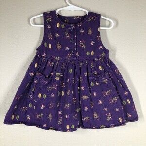 Vintage Mc Kids McDonalds Girls Purple Overall Dress Size 18Mos